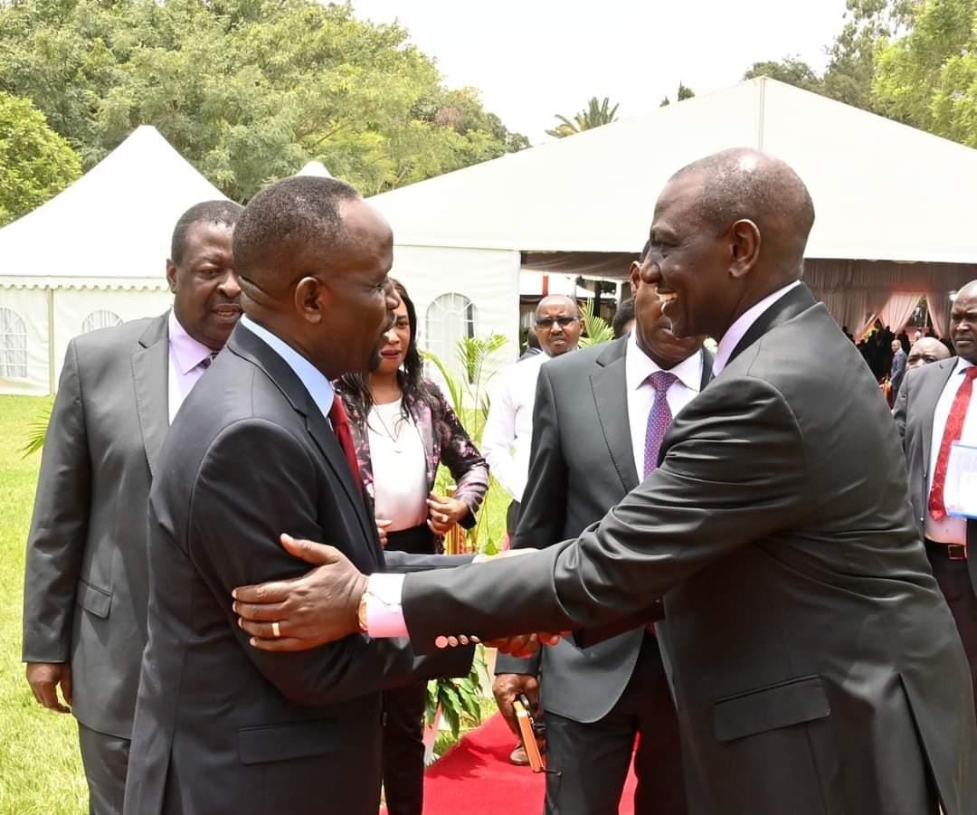 File image of President William Ruto and Governor George Natembeya
